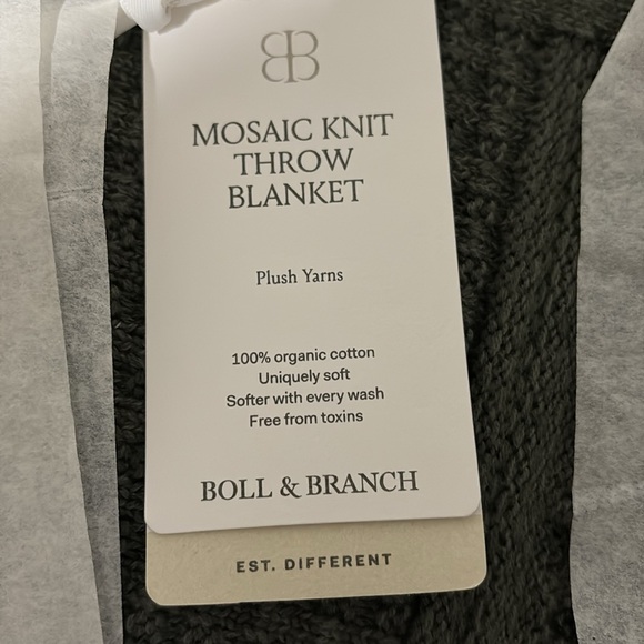 Boll & Branch - NWT Mosaic knit throw blanket - heathered juniper - Picture 5 of 5